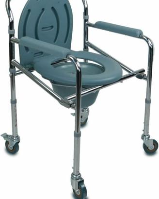 sedia con Wc water pieghevole con ruote disabile 