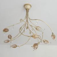 Lampadario in metallo e vetro di murano