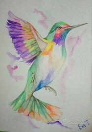 dipinto acquerello uccellino 