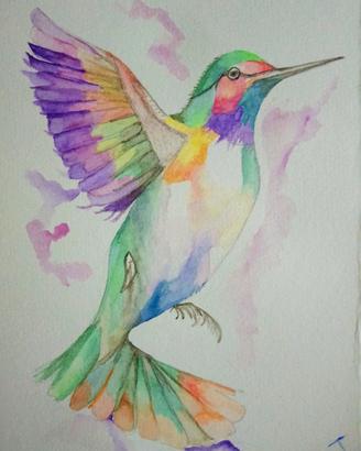dipinto acquerello uccellino 