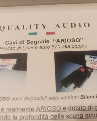 Cavo di segnale XLR Quality Audio mod.Arioso