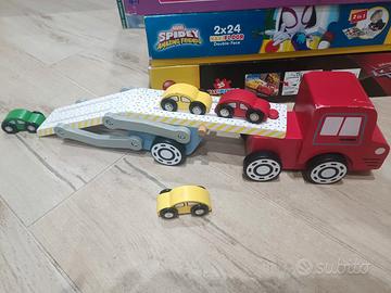 giochi in legno camion scivolo auto macchine