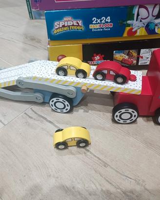 giochi in legno camion scivolo auto macchine