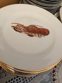 Piatti vintage porcellana con aragosta
