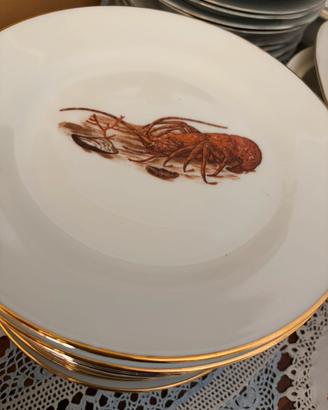 Piatti vintage porcellana con aragosta