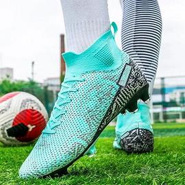 Scarpe Calcio uomo ragazzo tacchetti 43 celesti