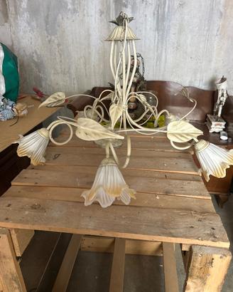 Lampadario classico/shabby chic  in ferro battuto