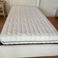 Letto imbottito bianco singolo 100x190 + materasso