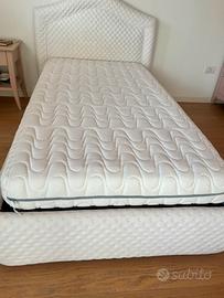 Letto imbottito bianco singolo 100x190 + materasso