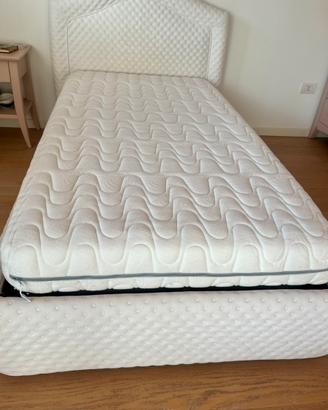 Letto imbottito bianco singolo 100x190 + materasso