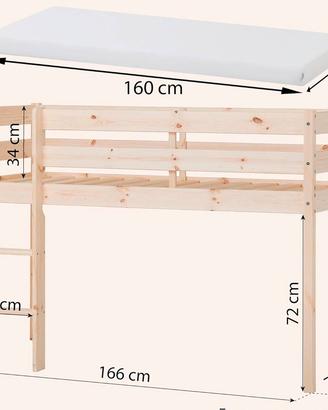 Lettino soppalco + materasso 79X160