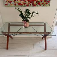 TAVOLO DESIGN IN VETRO E LEGNO