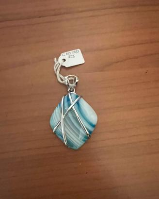 Ciondolo argento con pietra blu/ bianca