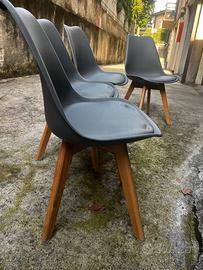 4 Sedie legno e plastica stile nordico