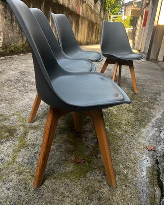 4 Sedie legno e plastica stile nordico