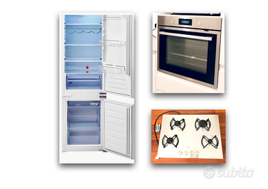 Set 3 elettrodomestici (frigo+forno+piano cottura)