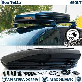 Box Tetto Auto 450 Litri Baule PORTABAGAGLI Nero