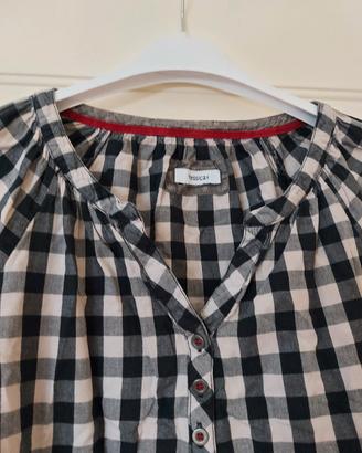 Camicia in tartan bianco e nero