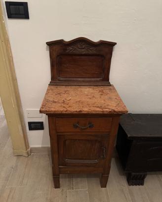 Coppia comodini antichi vintage con piano in marmo