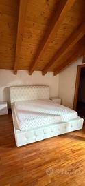 Letto matrimoniale capitonné + rete + materasso