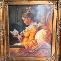 Quadro vintage E. Coppola - Donna che legge