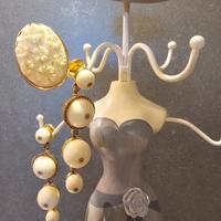 Parure oro,  avorio e diamanti brown