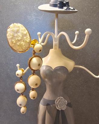 Parure oro,  avorio e diamanti brown