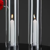 Porta candele in vetro con copri fiamma hurricane