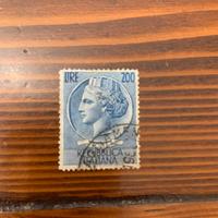 Francobollo turrita 1954 200 lire