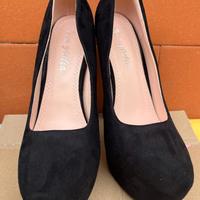 Scarpe Décolleté con plateau in pelle scamosciata