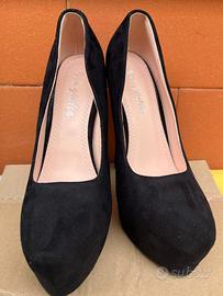 Scarpe Décolleté con plateau in pelle scamosciata