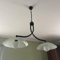 Lampadario bilanciere ferro battuto e vetro