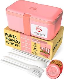 Porta Pranzo Ermetico, con Scomparti e 4 posate