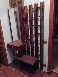 mobile ingresso in legno, appendiabiti e specchio