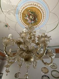 Grande lampadario Murano vetro soffiato 9 luci