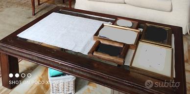 Tavolo tavolino legno di noce antico 128x79x h.38