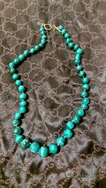Collana in sfere di Malachite e argento 