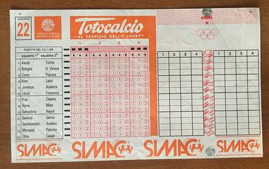 Schedina Totocalcio 22/01/1989