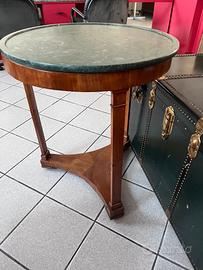 Tavolino stile impero con piano in marmo verde