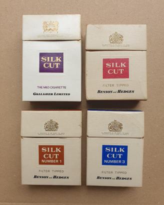 LOTTO 4 PACCHETTI SIGARETTE SILK CUT VUOTI ‘80