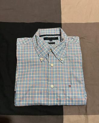 Camicia Tommy Hilfiger Uomo Quadretti Celeste