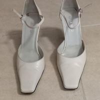 Scarpe decolté pelle bianco panna Mis 37