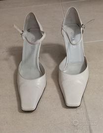 Scarpe decolté pelle bianco panna Mis 37