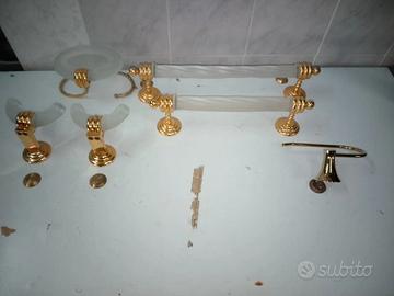 Set Da Bagno Ottone E Vetro Pieno Satinato