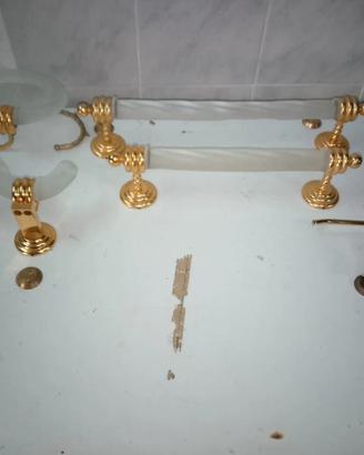 Set Da Bagno Ottone E Vetro Pieno Satinato