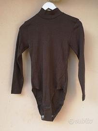 Body Caldo Collo Alto Dolcevita Misto Lana Marrone