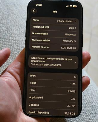 iPhone air 256gb + batteria apple