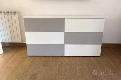 Cassettiera moderna 6 cassetti bianco - tortora