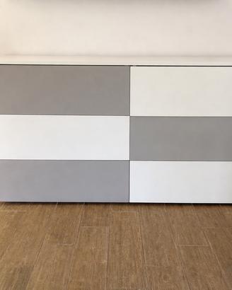 Cassettiera moderna 6 cassetti bianco - tortora