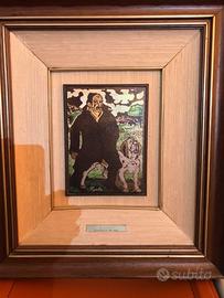 Quadro di Ligabue , Ritratto con cane .